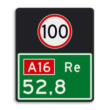 Aluminium hectometerbord met een dubbel omgezette rand