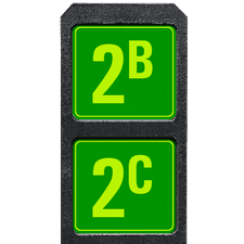 Bermpaal 1250x150x40mm met twee fluorescerende bordjes 119x109mm