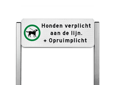Aluminium parkeerbord compleet met 2 geborstelde staanders 1000mm lang