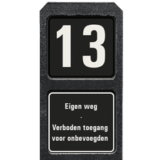 Bermpaal 1250x150x40mm met twee reflecterende bordjes 119x109mm