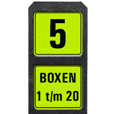 Bermpaal 1250x150x40mm met twee fluorescerende bordjes 119x109mm