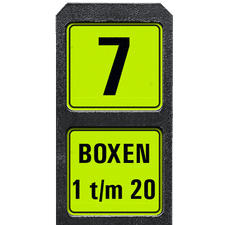 Bermpaal 1250x150x40mm met twee fluorescerende bordjes 119x109mm