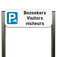 Aluminium parkeerbord compleet met 2 geborstelde staanders 1000mm lang