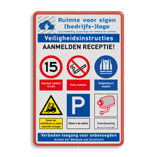 Veiligheidsbord met dubbel omgezette rand