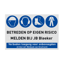 Veiligheidsbord vlak Alupanel (2mm)