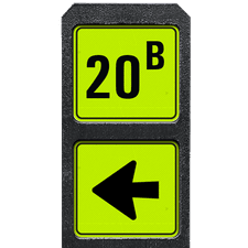 Bermpaal 1250x150x40mm met twee fluorescerende bordjes 119x109mm