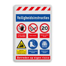 Veiligheidsbord met dubbel omgezette rand