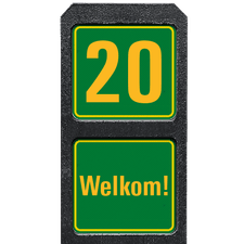 Bermpaal 1250x150x40mm met twee fluorescerende bordjes 119x109mm