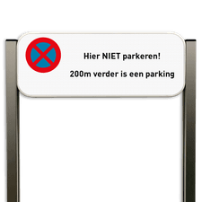 Aluminium parkeerbord compleet met 2 geborstelde staanders 1000mm lang