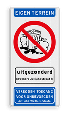Aluminium informatiebord met een dubbel omgezette rand