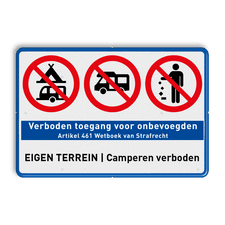 Aluminium informatiebord met een dubbel omgezette rand