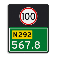 Aluminium hectometerbord met een dubbel omgezette rand