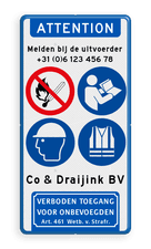 Aluminium informatiebord met een dubbel omgezette rand