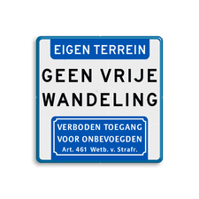 Aluminium informatiebord met een dubbel omgezette rand
