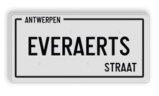 Belgisch Alum. straatnaambord met een dubbel omgezette rand