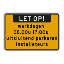 Aluminium informatiebord met een dubbel omgezette rand
