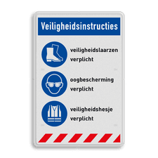 Veiligheidsbord met dubbel omgezette rand