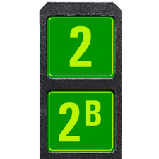 Bermpaal 1250x150x40mm met twee fluorescerende bordjes 119x109mm