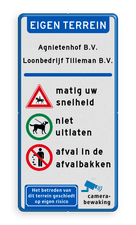 Aluminium informatiebord met een dubbel omgezette rand