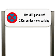 Aluminium parkeerbord compleet met 2 geborstelde staanders 1000mm lang