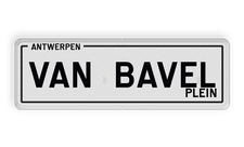 Belgisch Alum. straatnaambord met een dubbel omgezette rand
