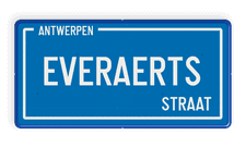 Belgisch Alum. straatnaambord met een dubbel omgezette rand