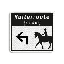 Routebord 119x109mm met pijl en routenaam