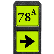Bermpaal 1250x150x40mm met twee fluorescerende bordjes 119x109mm
