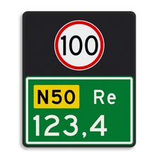 Aluminium hectometerbord met een dubbel omgezette rand
