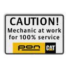 Logobord PON-Equipment onderbord - CAUTION Mechanic at work