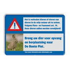 Informatiebord VERBODEN dieren uit te zetten - full-colour opdruk