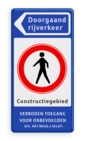 Informatiebord 500x1000mm Doorgaand verkeer, Voetgangers verboden