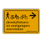Omleidingsbord - (brom-)fietsers en voetgangers oversteken + logo