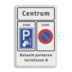 Verkeersbord RVV BW11zb parkeerzone met aanvullende tekst