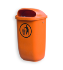 Afvalbak 50 liter - kunststof - groen/oranje - muurbevestiging