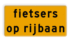 Tekstbord - OB745t - fietsers op rijbaan - Werk in uitvoering