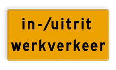 Tekstbord - OB623t - in-/uitrit werkverkeer - Werk in uitvoering