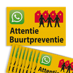 Verkeersbord sticker L209b Attentie Buurtpreventie - WhatsApp - geel (Set 10 stuks)