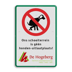 Verkeersbord verboden honden uit te laten + eigen tekst en logo