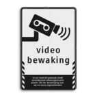 Standaard informatiebord videobewaking met pictogram en tekst