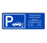 Verkeersbord parkeren elektrische voertuigen + tarieven