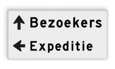 Routebord met 2 regels voor eigen tekst en pijlen - reflecterend