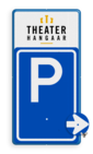 Bewegwijzering parkeerplaats met draaibare pijl en logo