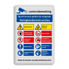 Veiligheidsbord met veiligheidsinstructies, camerabewaking en 10 pictogrammen