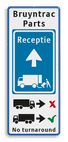 Routebord voor laden en lossen vrachtwagens naar wens