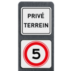 Verzwaarde bermpaal met 2 borden tekst/symbool