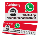 WhatsApp - Achtung Nachbarschaftsschutz Aufkleber (10 Stück) - Rot