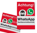 WhatsApp - Achtung Nachbarschaftsschutz Aufkleber (10 Stück) - Rot