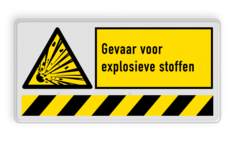 Waarschuwingsbord W002 met tekst Gevaar voor explosieve stoffen