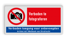 Verbodsbord P029 - Verboden te fotograferen en verboden toegang